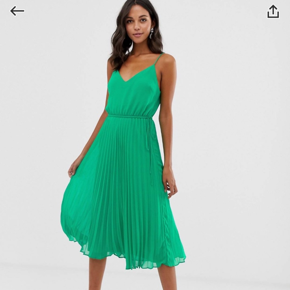 ASOS Emerald Green pleated midi dress